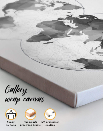4 Panels Gray Geometric World Map Canvas Wall Art - image 1