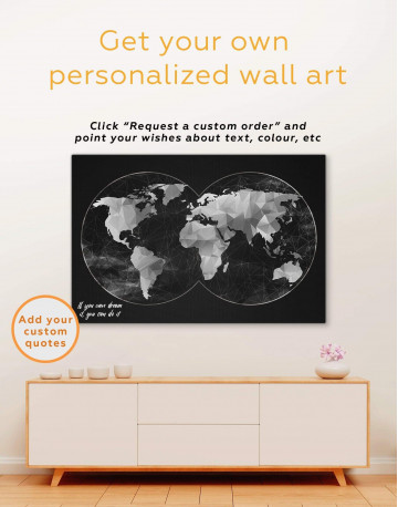 4 Panels Gray Geometric World Map Canvas Wall Art - image 4