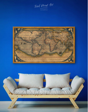 Framed Vintage World Map Canvas Wall Art - image 1