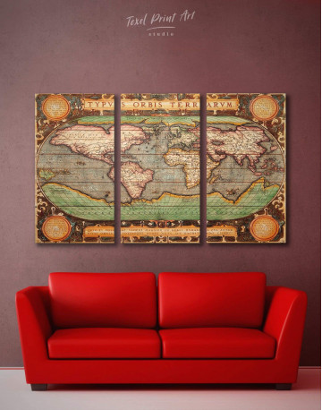 3 Pieces Vintage Map Canvas Wall Art
