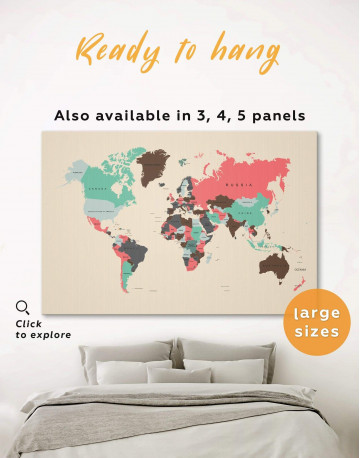 Political Map of the World Canvas Wall Art