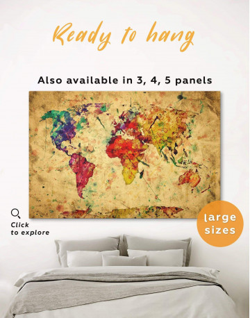 Rustic Abstract World Map Canvas Wall Art