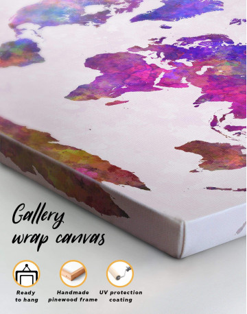 3 Pieces Purple Abstract World Map Canvas Wall Art - image 1