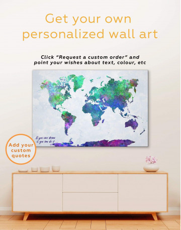 4 Panels Purple Abstract World Map Canvas Wall Art - image 2