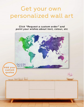 5 Panels Rainbow Abstract World Map Canvas Wall Art - image 1