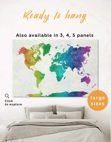 Rainbow Abstract World Map Canvas Wall Art