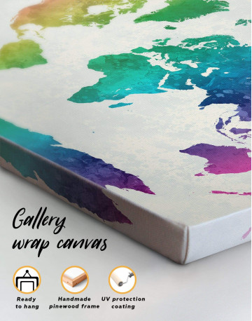 Rainbow Abstract World Map Canvas Wall Art - image 1