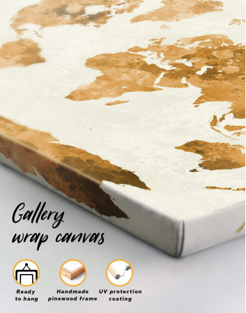 5 Panel Large Gold World Map Canvas Wall Art - image 1