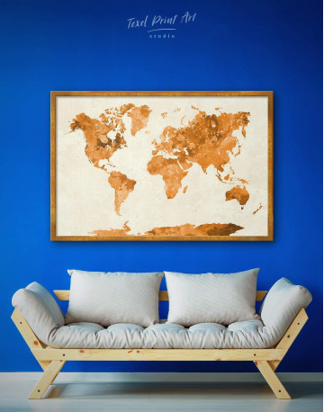 Framed Large Gold World Map Canvas Wall Art - image 4