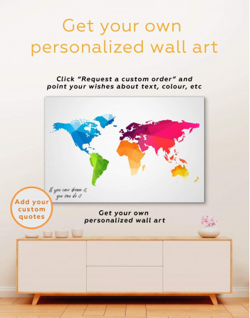 4 Panels Colorful Geometric World Map Canvas Wall Art - image 4