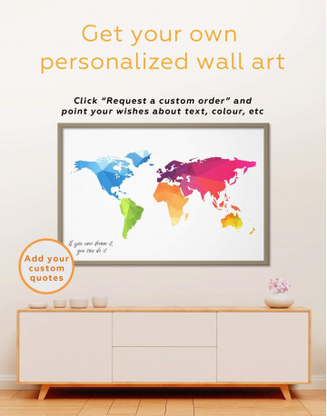 Framed Colorful Geometric World Map Canvas Wall Art - image 5