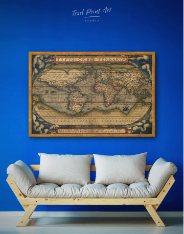Framed Antique Map of the World Canvas Wall Art - image 2