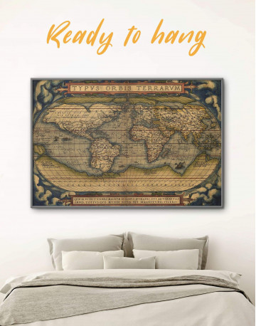 Framed Antique Map of the World Canvas Wall Art
