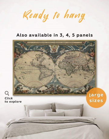 Antique Style Map of the World Canvas Wall Art