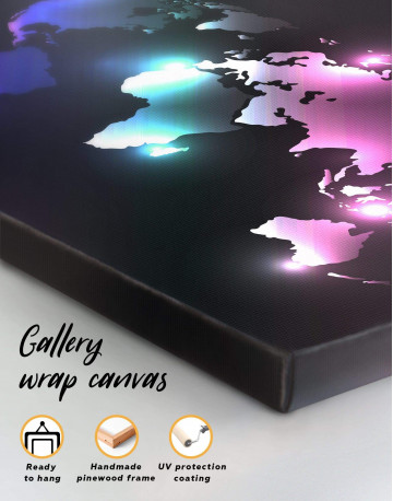 5 Panels Shining Abstract World Map Canvas Wall Art - image 4