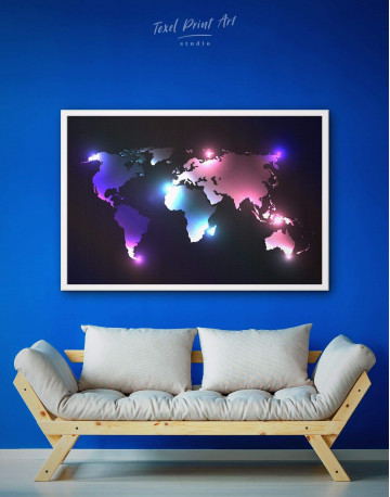 Framed Shining Abstract World Map Canvas Wall Art - image 1