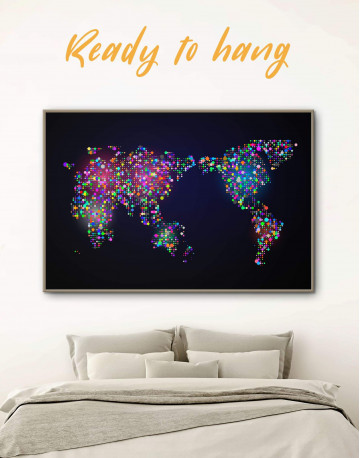 Framed Modern Night World Map Canvas Wall Art