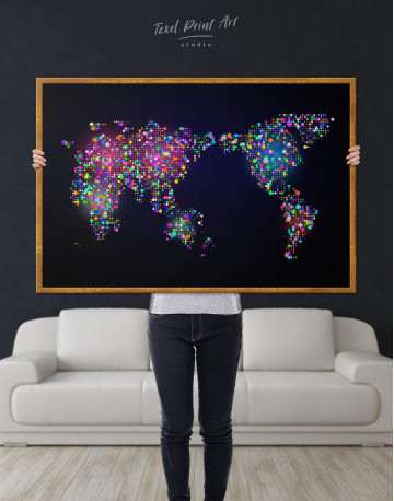 Framed Modern Night World Map Canvas Wall Art - image 4