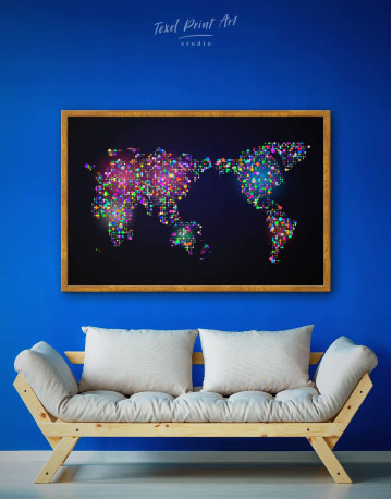 Framed Modern Night World Map Canvas Wall Art - image 5
