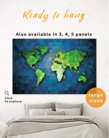 Blue and Green World Map Canvas Wall Art