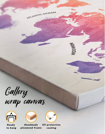 3 Panels Modern Pink World Map Canvas Wall Art - image 1