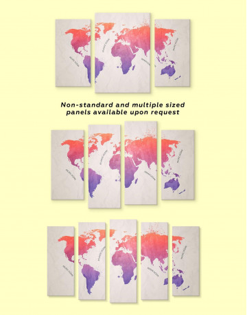 3 Panels Modern Pink World Map Canvas Wall Art - image 3