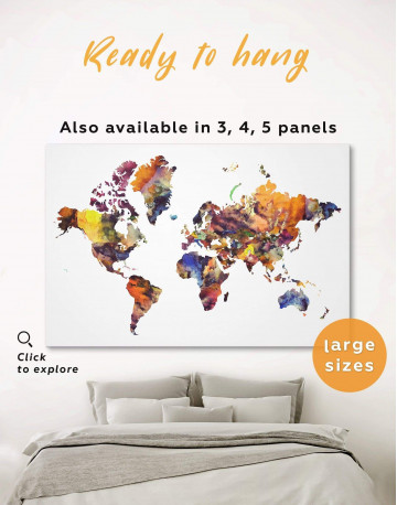 Colorful Abstract World Map Canvas Wall Art