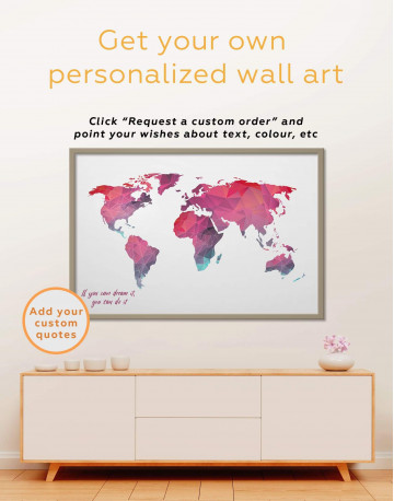 Framed Polygonal Orange World Map Canvas Wall Art - image 4