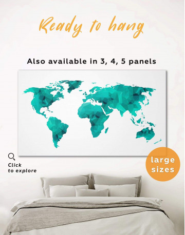 Teal Abstract World Map Canvas Wall Art
