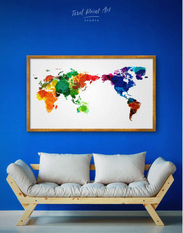 Framed Unique World Map Canvas Wall Art - image 1