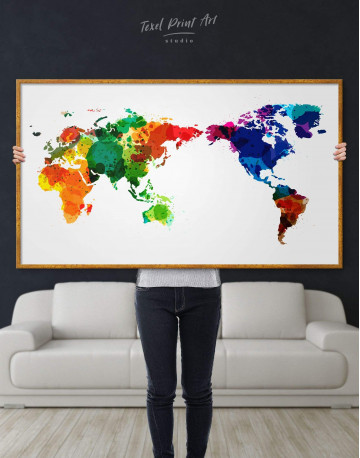 Framed Unique World Map Canvas Wall Art - image 2