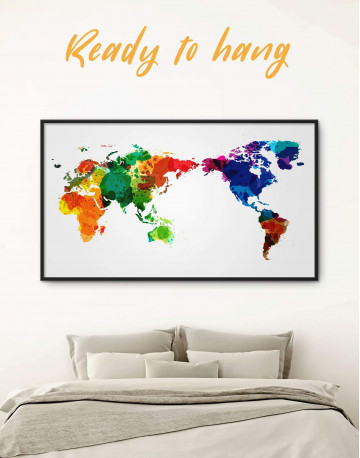 Framed Unique World Map Canvas Wall Art