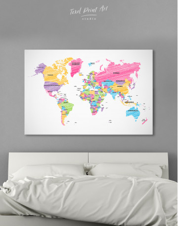 Drawing World Map with Countries Canvas Wall Art - image 8