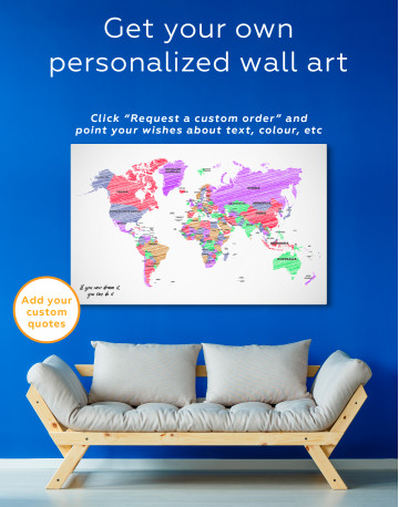 Drawing World Map with Countries Canvas Wall Art - image 1