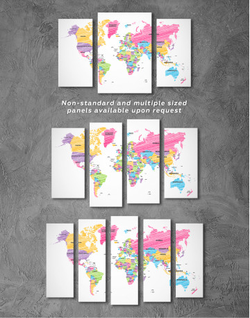 Drawing World Map with Countries Canvas Wall Art - image 4
