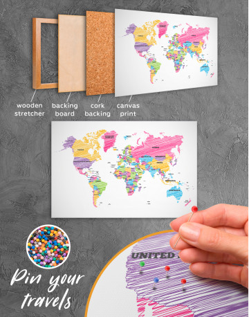 Drawing World Map with Countries Canvas Wall Art - image 4