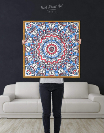 Framed Blue Mandala Canvas Wall Art - image 2