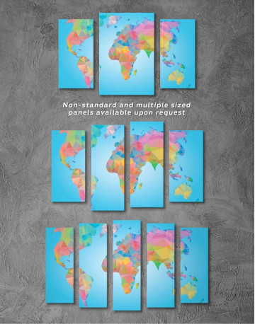 3 Panels Abstract Geometric Map of the World Canvas Wall Art - image 3