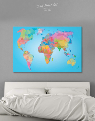 Abstract Geometric Map of the World Canvas Wall Art - image 1