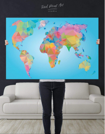 Abstract Geometric Map of the World Canvas Wall Art - image 2