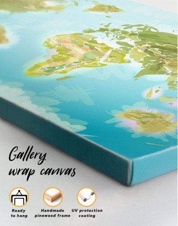 4 Pieces Green Physical World Map Canvas Wall Art - image 1