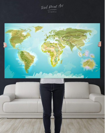 Green Physical World Map Canvas Wall Art - image 2