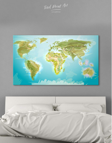 Green Physical World Map Canvas Wall Art - image 1
