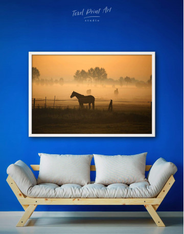 Framed Horse on Pasture Canvas Wall Art - image 1
