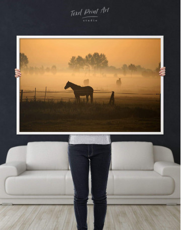 Framed Horse on Pasture Canvas Wall Art - image 2