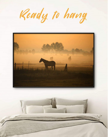 Framed Horse on Pasture Canvas Wall Art