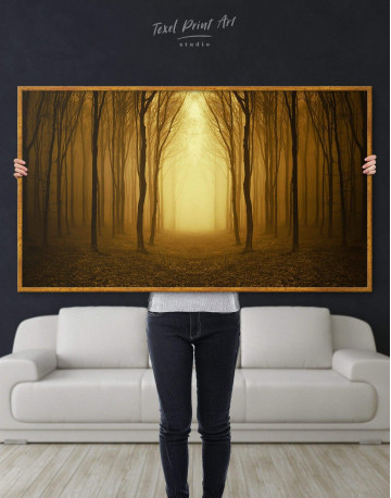 Framed Autumn Lonely Road in Forest Canvas Wall Art - image 2