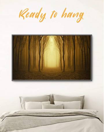 Framed Autumn Lonely Road in Forest Canvas Wall Art