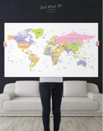 Pushpin World Map Canvas Wall Art - image 1