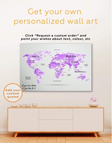 5 Panels Abstract Pink World Map Canvas Wall Art - image 4